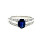 White Gold Sapphire and Diamond Ring