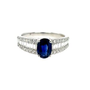 White Gold Sapphire and Diamond Ring