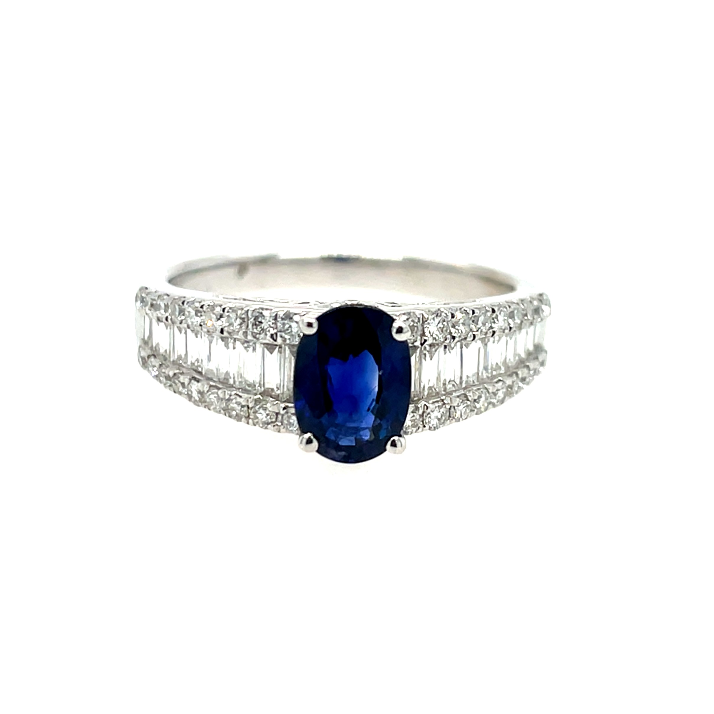 White Gold Sapphire and Diamond Ring