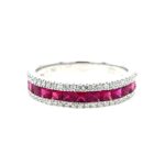 White Gold Ruby and Diamond Fashion Band