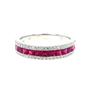 White Gold Ruby and Diamond Fashion Band
