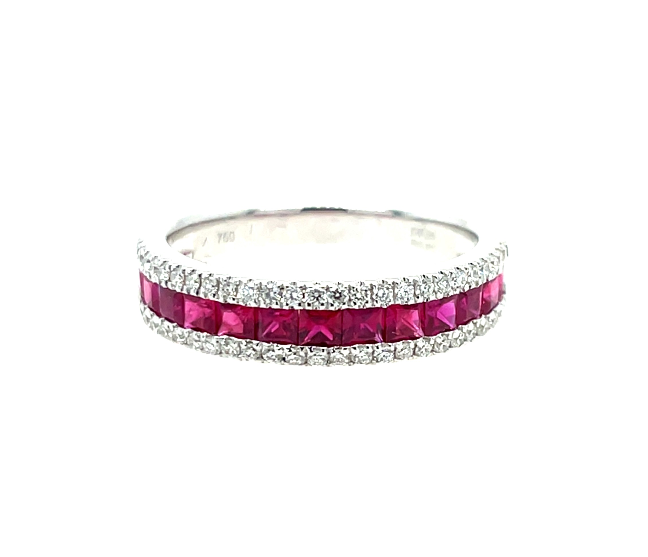 White Gold Ruby and Diamond Fashion Band