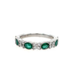 White Gold Emerald & Diamond Stackable Band