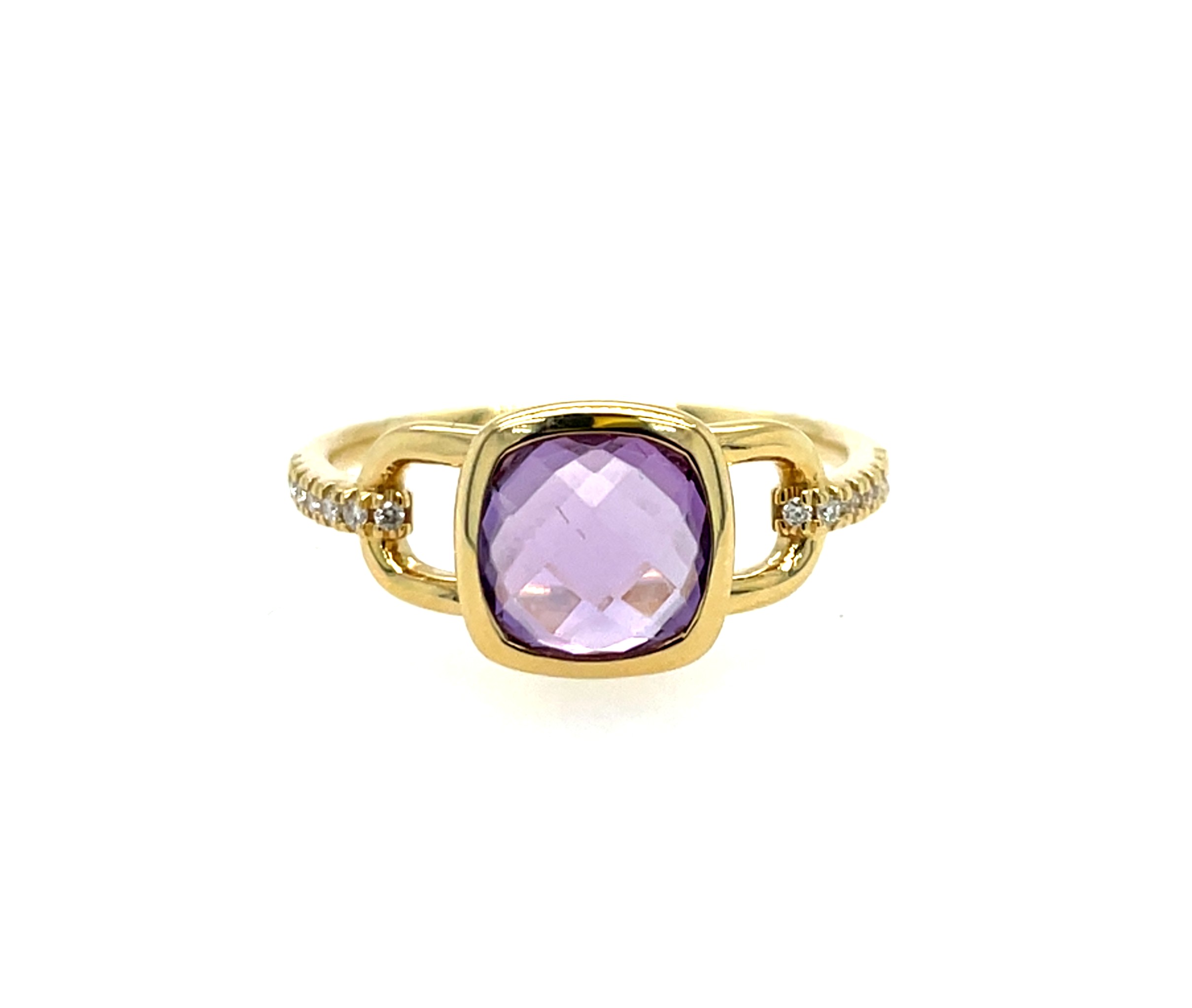 Yellow Gold Amethyst Ring with Diamonds