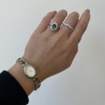 White Gold Green Tourmaline and Diamond Ring