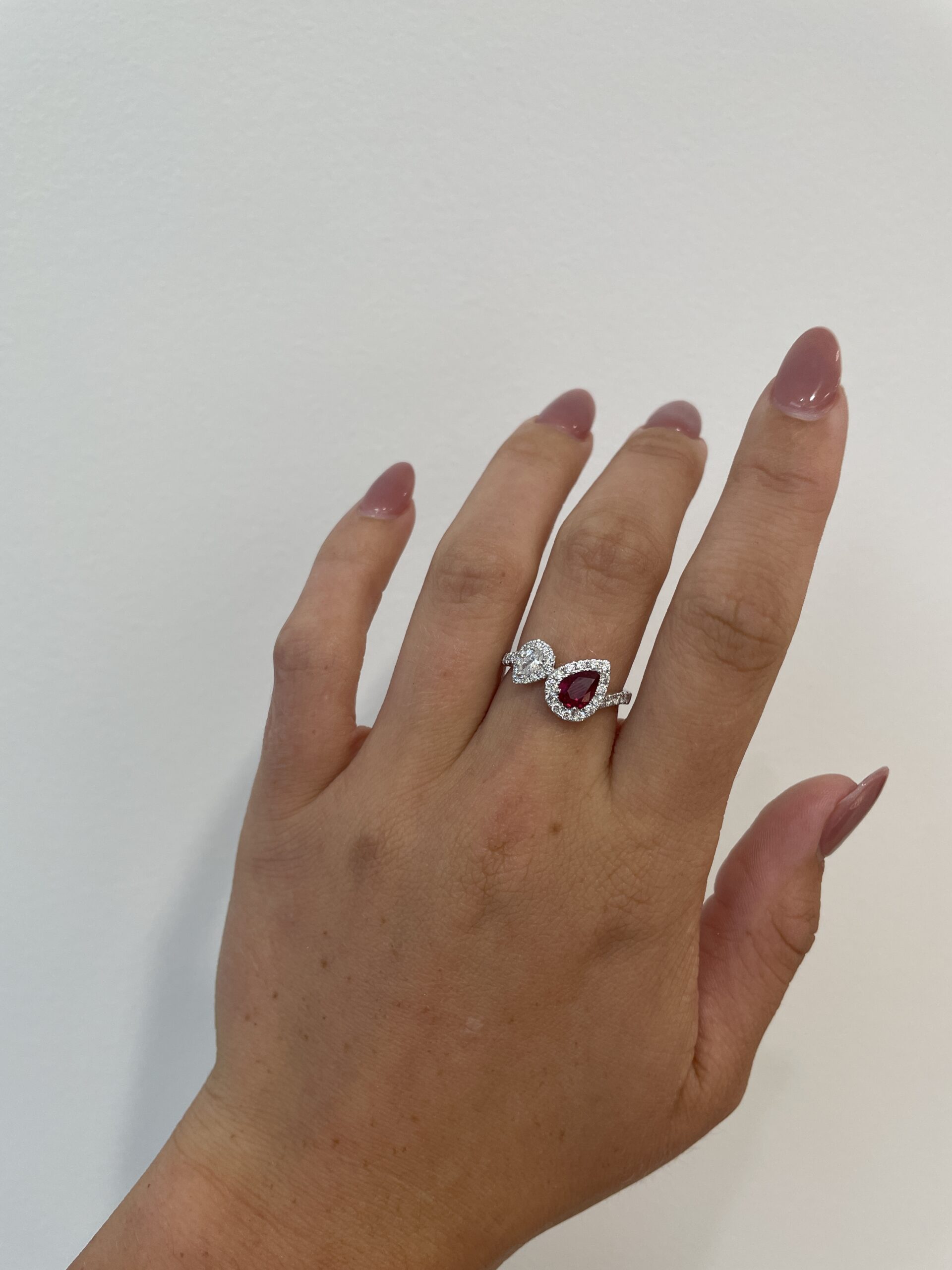 White Gold Ruby and Diamond Ring
