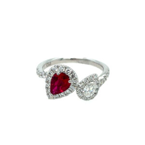 White Gold Ruby and Diamond Ring