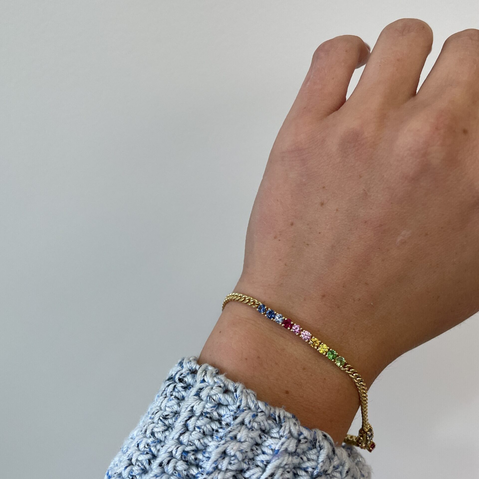 Yellow Gold Multi-Colored Sapphire Bracelet
