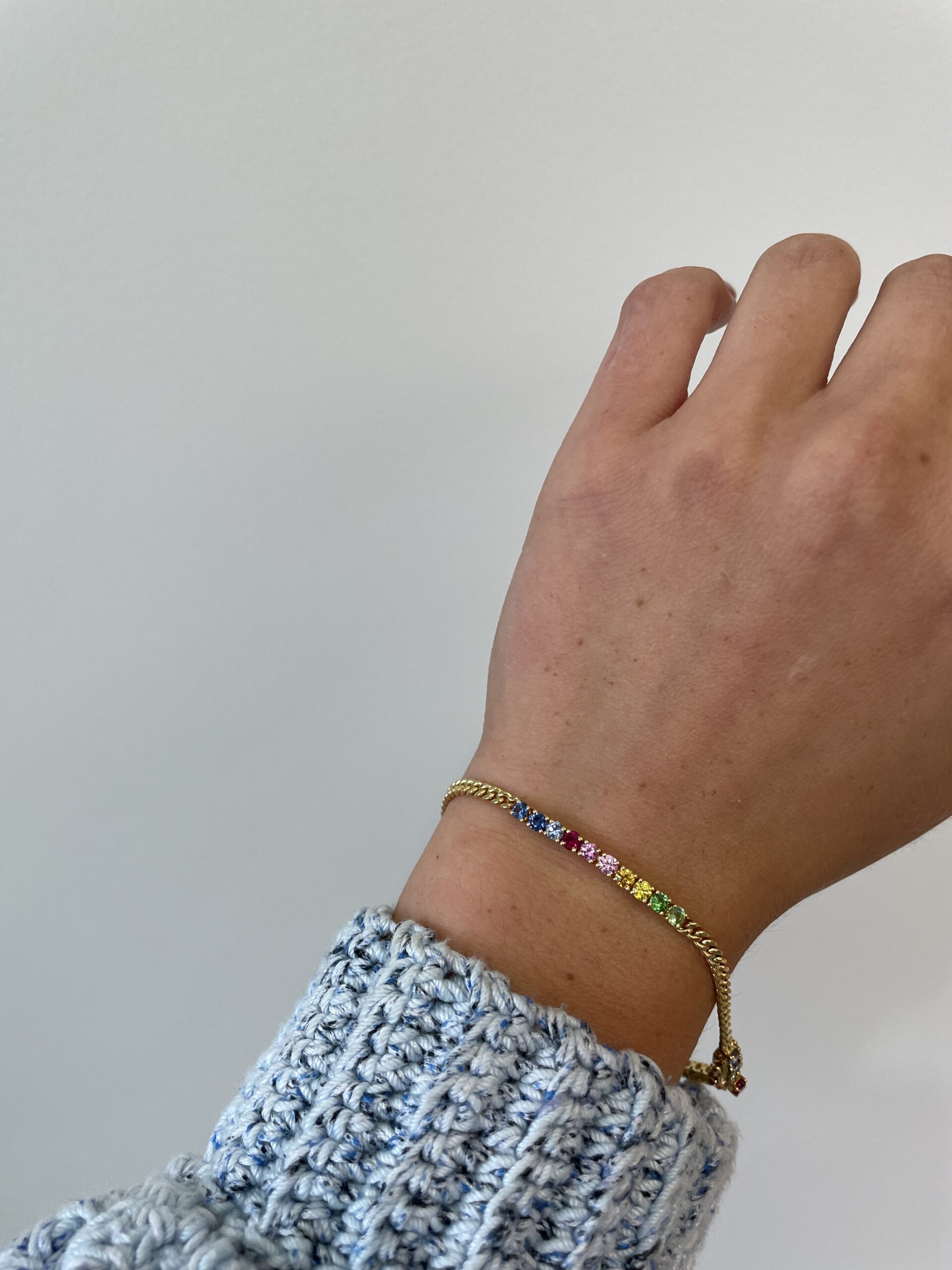 Yellow Gold Multi-Colored Sapphire Bracelet