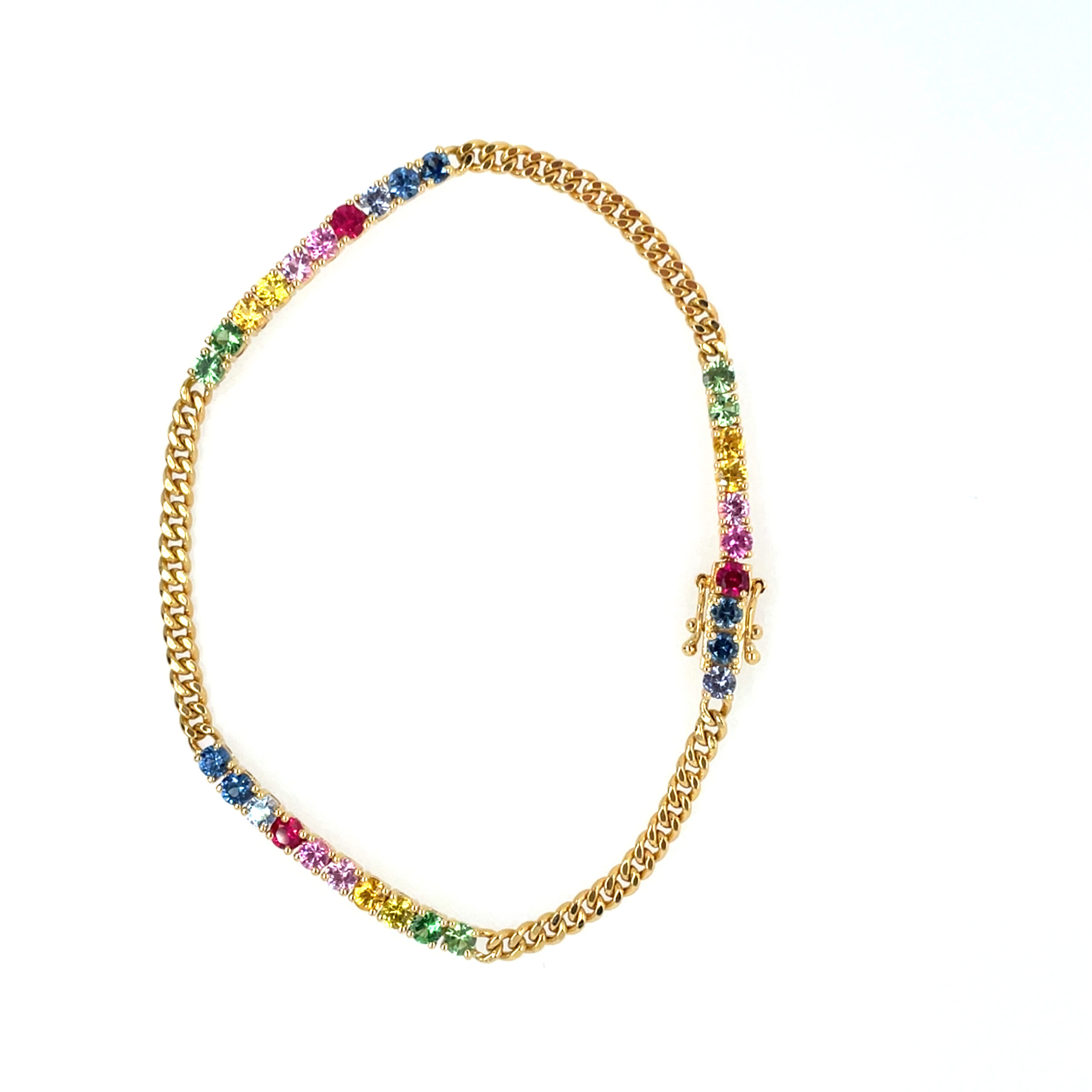 Yellow Gold Multi-Colored Sapphire Bracelet