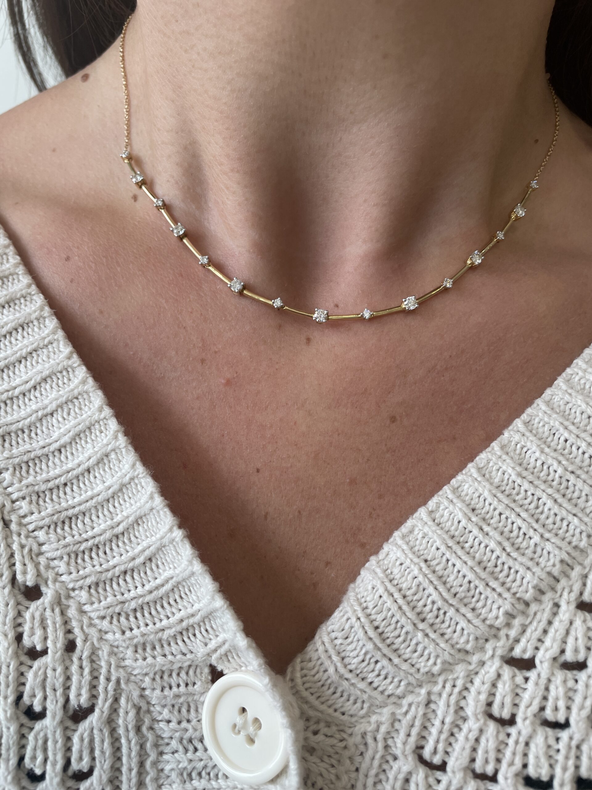 Yellow Gold Necklace with Diamonds