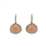Yellow Gold Sunstone and Diamond Earrings