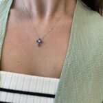 White Gold Sapphire and Diamond Cross Necklace