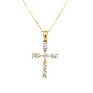 Yellow Gold Diamond Cross Necklace