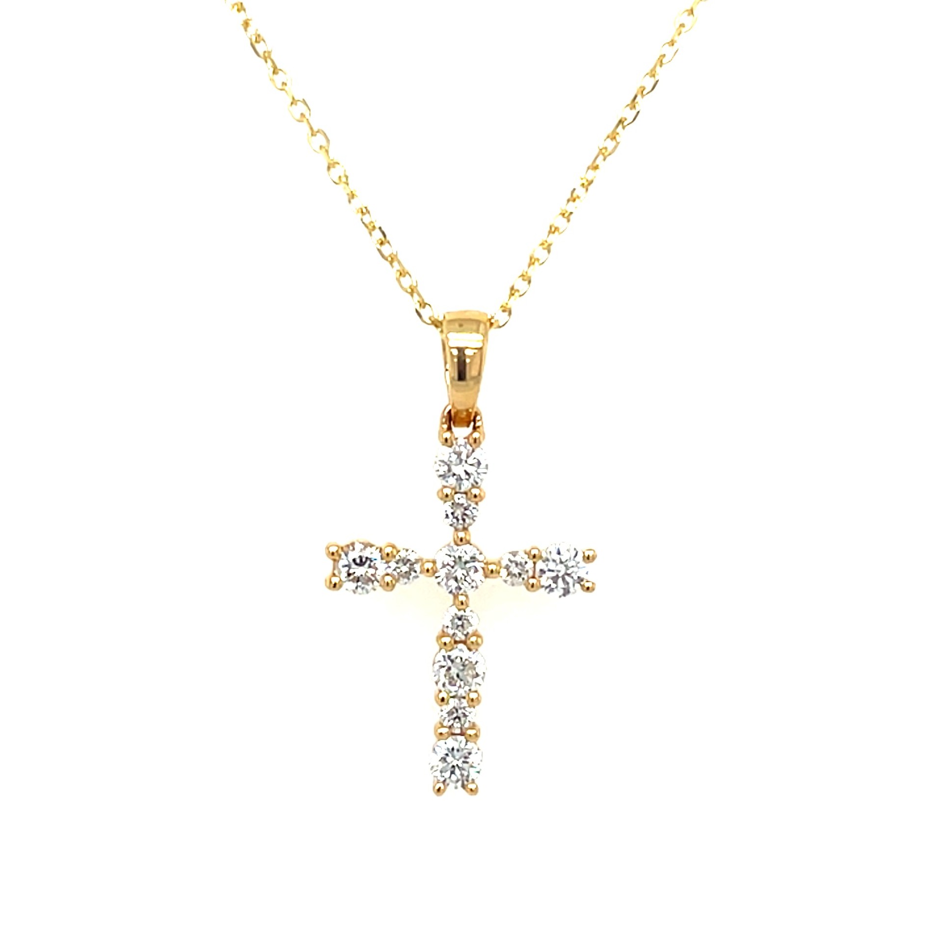 Yellow Gold Diamond Cross Necklace