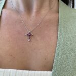 White Gold Ruby and Diamond Cross Pendant Necklace