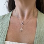 White Gold Ruby and Diamond Pendant Necklace
