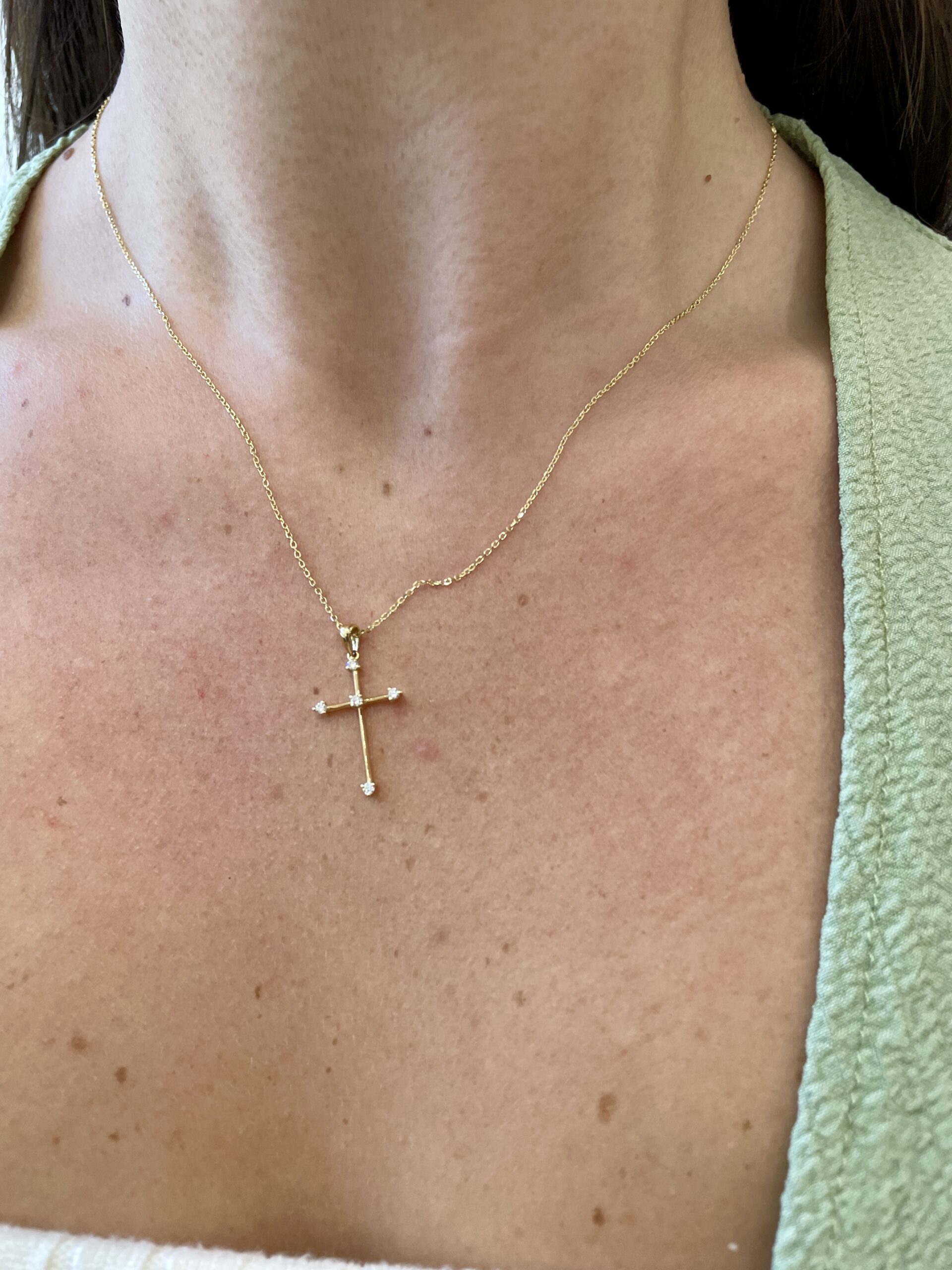 Yellow Gold Diamond Cross Necklace