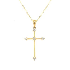 Yellow Gold Diamond Cross Necklace