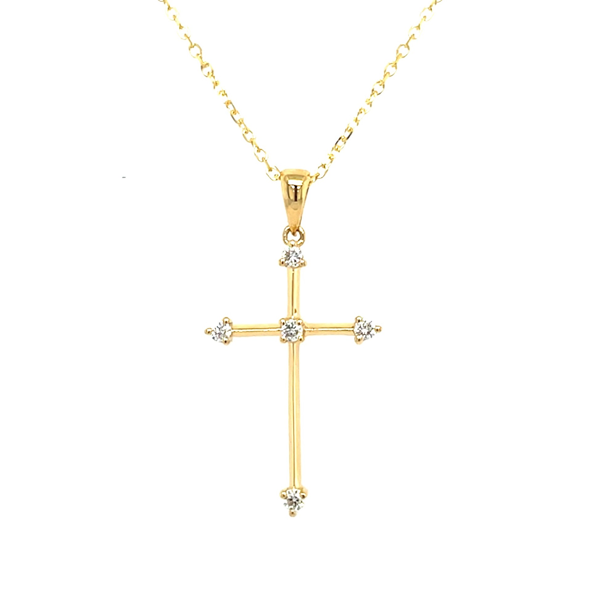 Yellow Gold Diamond Cross Necklace