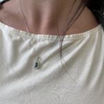 White Gold Green Tourmaline & Diamond Pendant Necklace