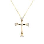 Yellow Gold Diamond Cross Necklace