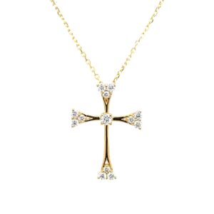 Yellow Gold Diamond Cross Necklace