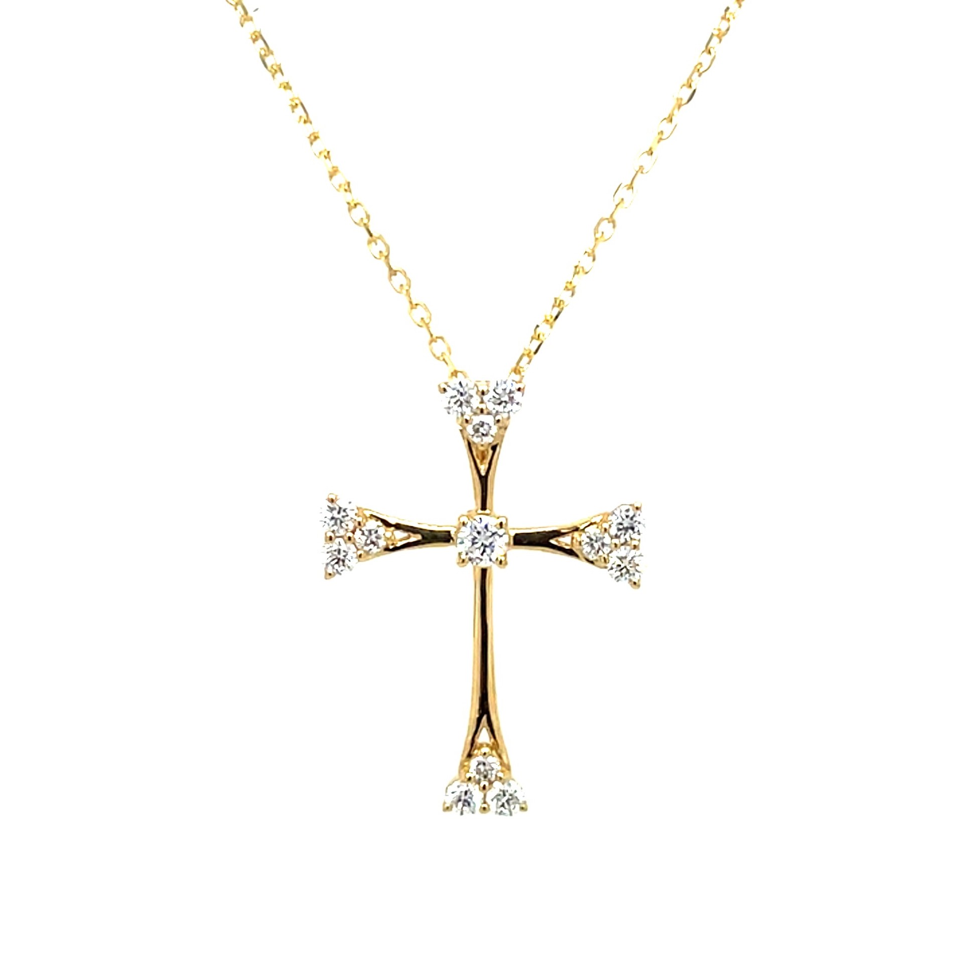 Yellow Gold Diamond Cross Necklace