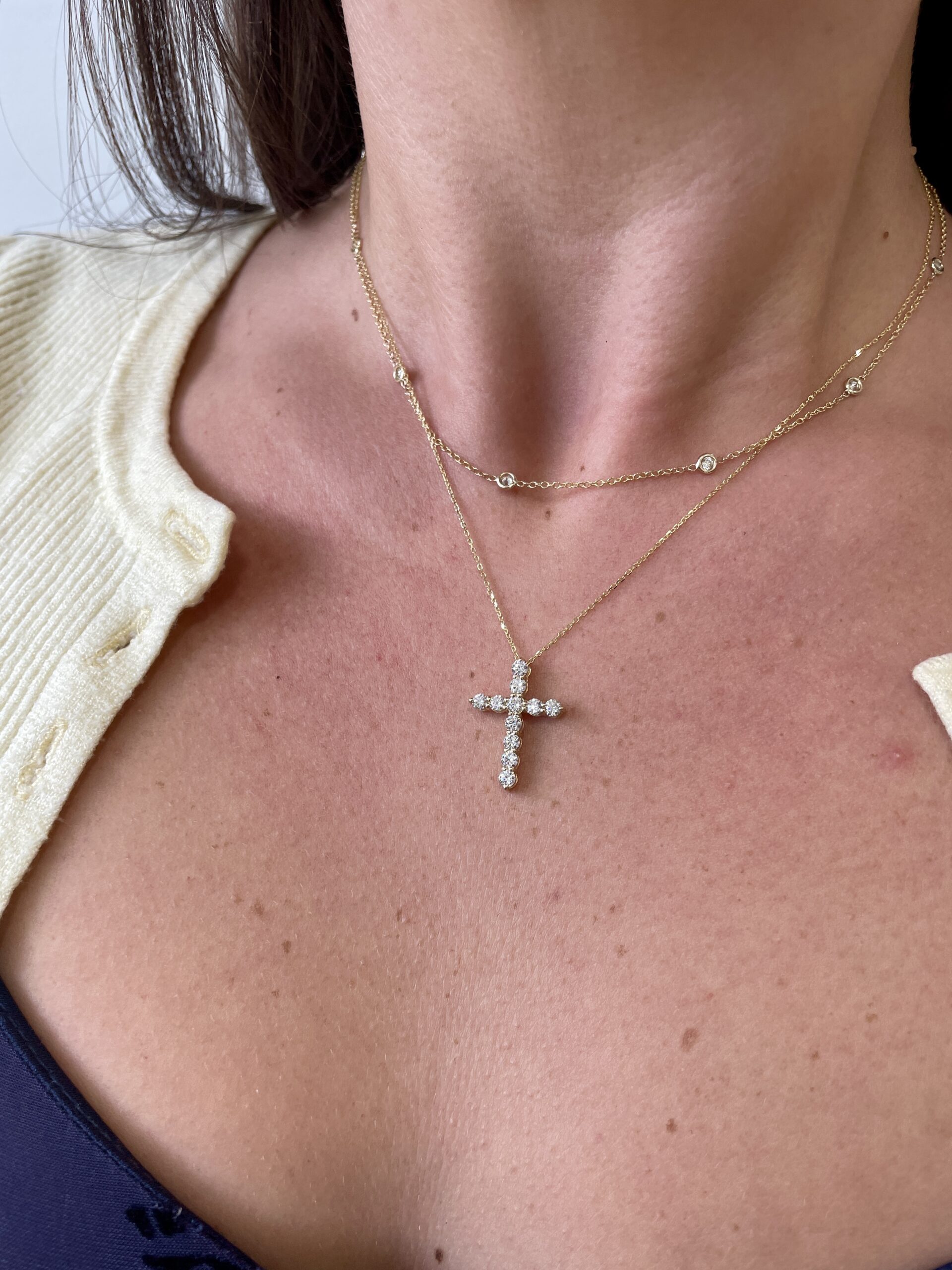 Yellow Gold Diamond Cross Necklace