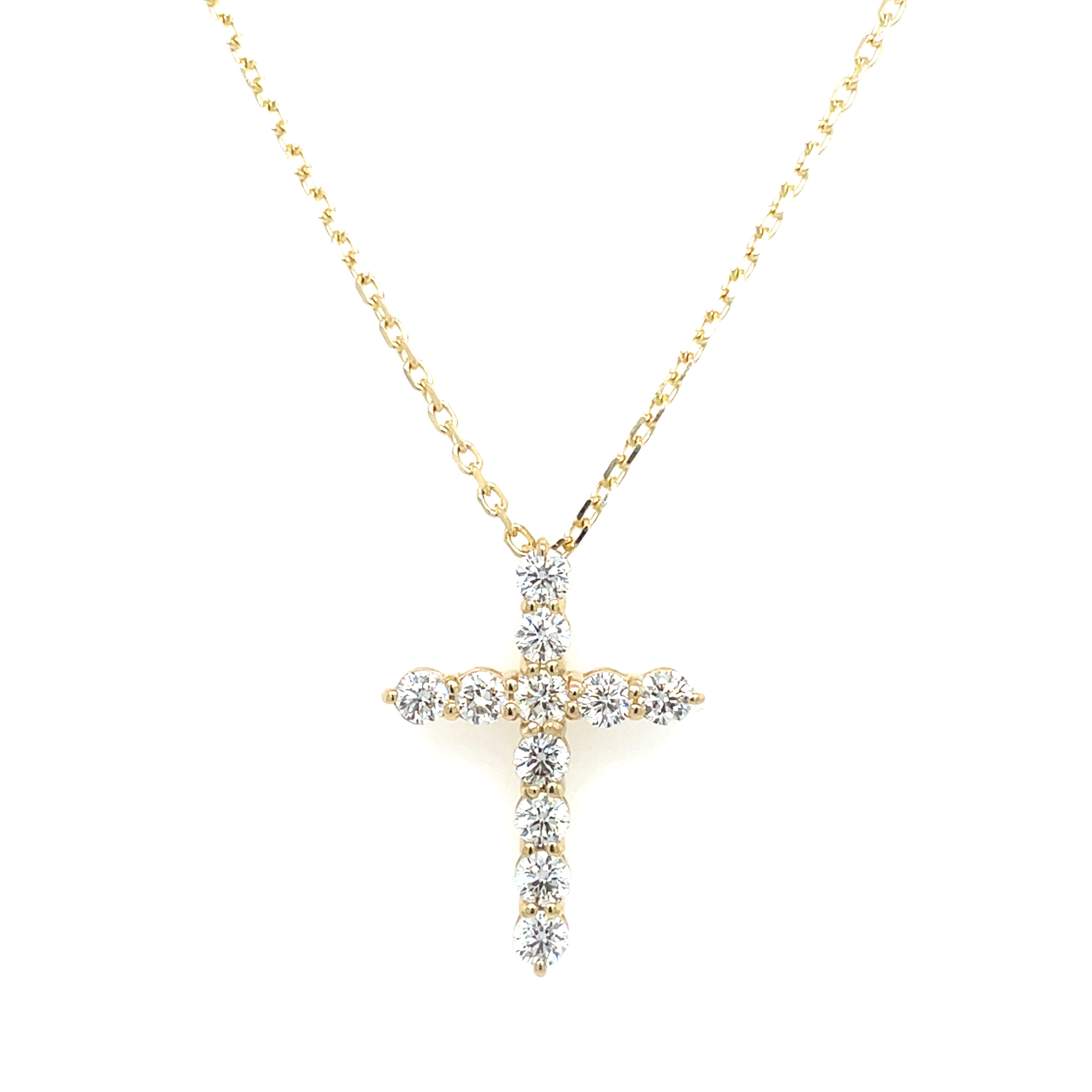 Yellow Gold Diamond Cross Necklace