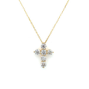 Yellow Gold Diamond Cross Necklace