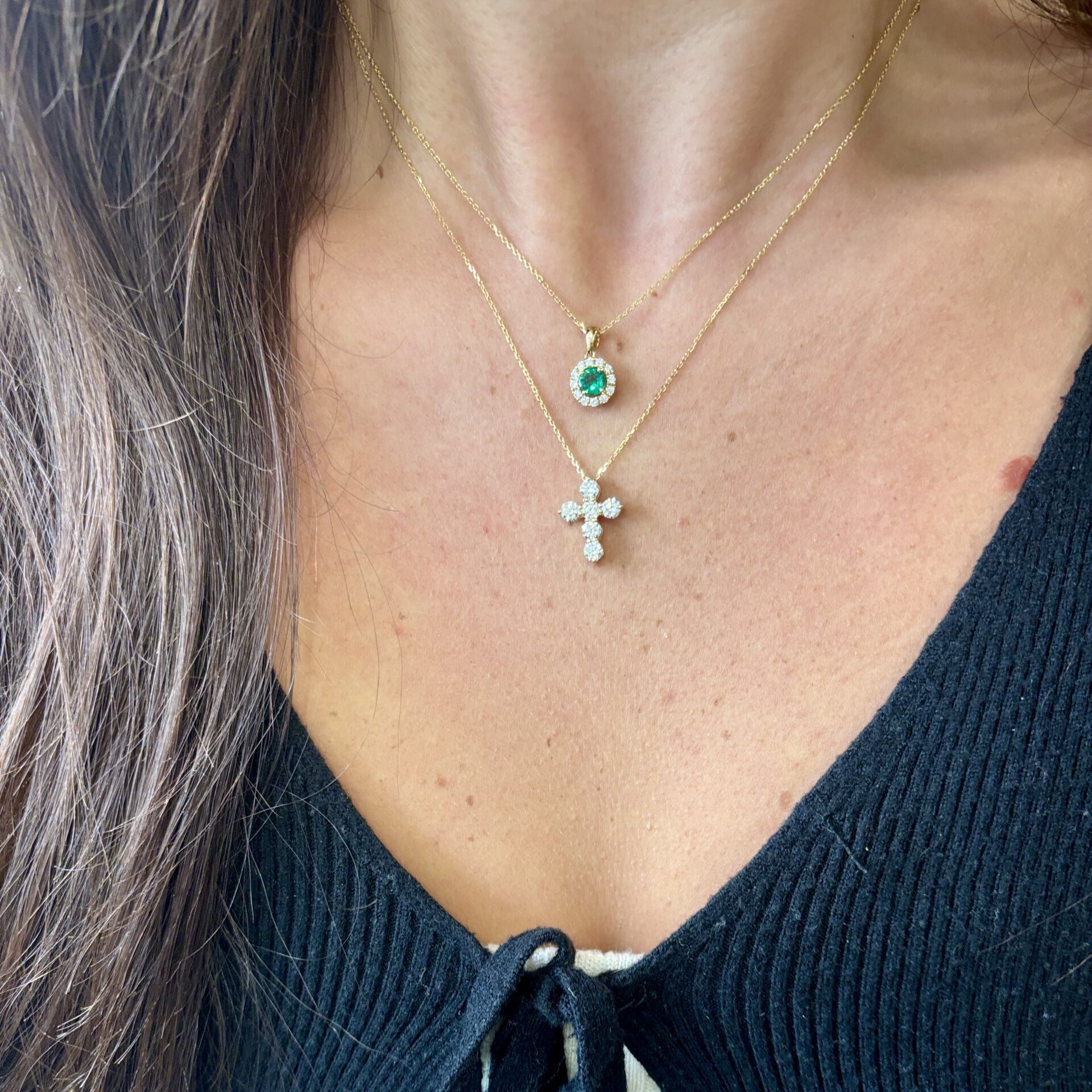 Yellow Gold Diamond Cross Necklace