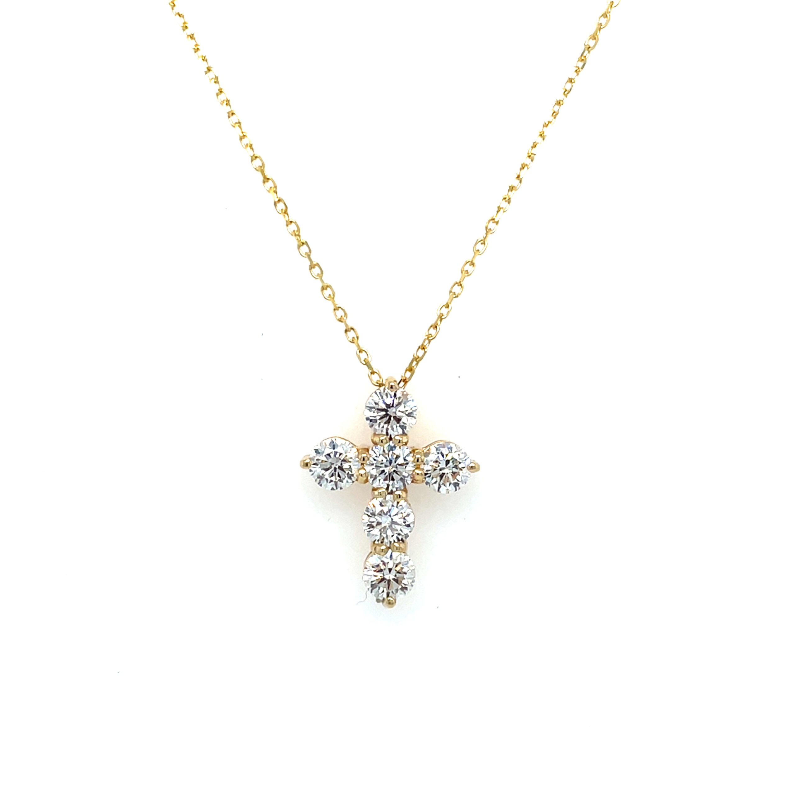 Yellow Gold Diamond Cross Necklace