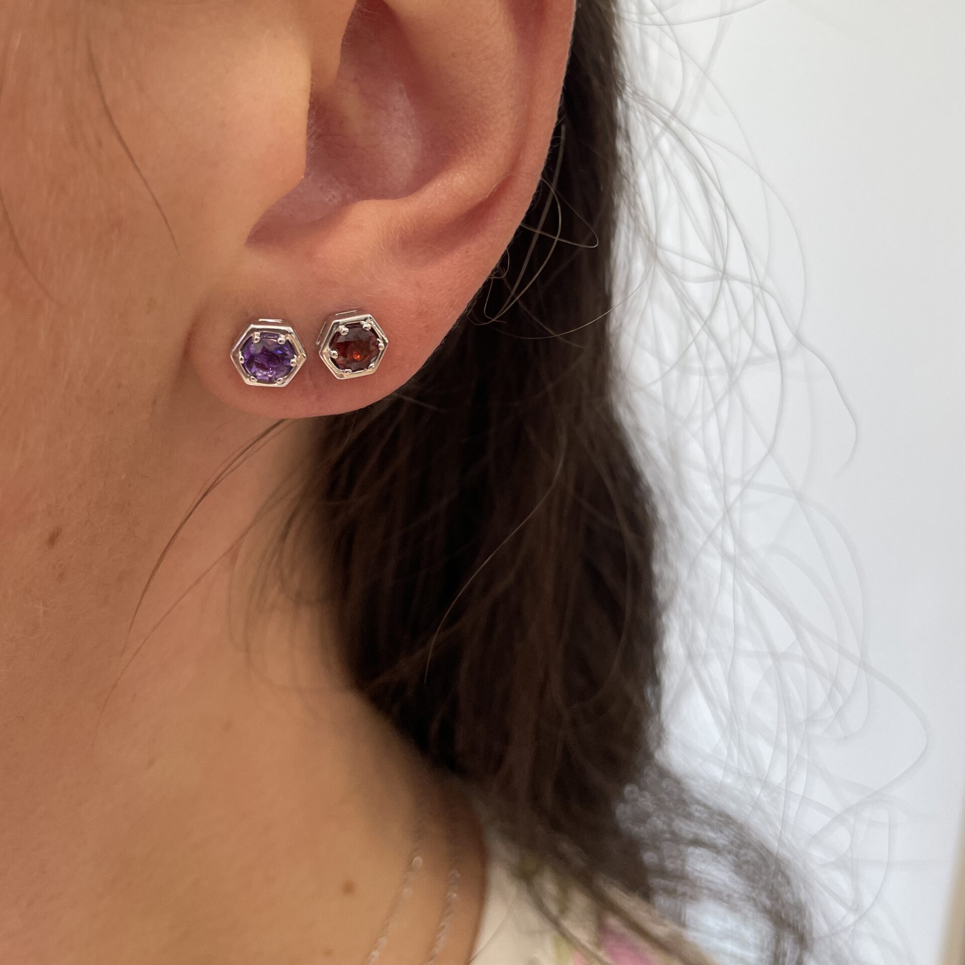 Sterling Silver Gemstone Stud Earrings