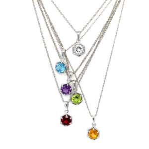 Sterling Silver Gemstone Pendant Necklace