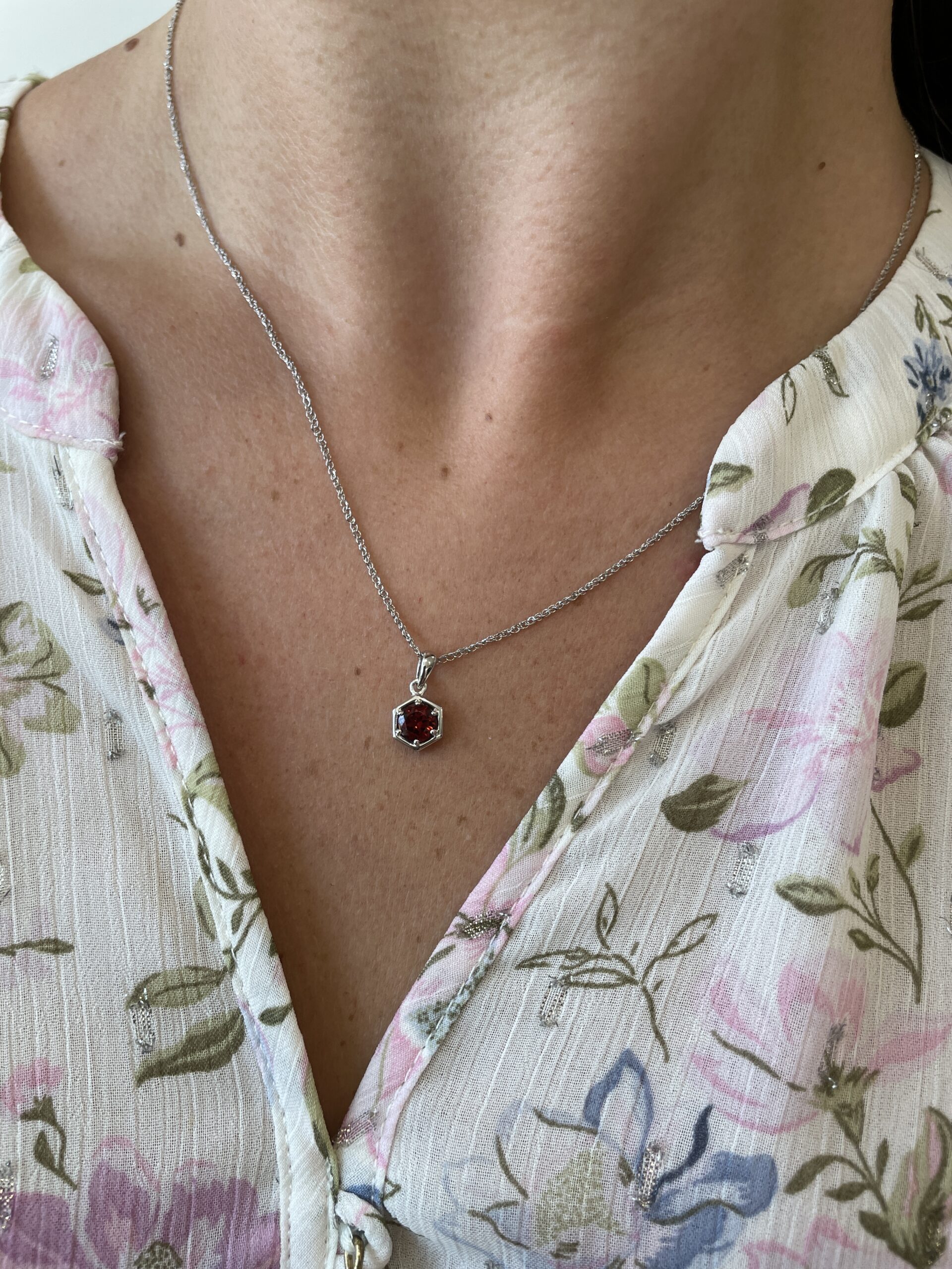 Sterling Silver Gemstone Pendant Necklace