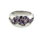 Sterling Silver Ring with Amethyst, Rhodolite Garnet, & White Topaz