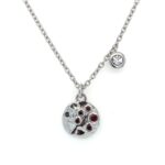 Sterling Silver Necklace with Garnets and White Topaz