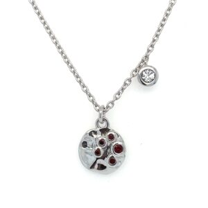 Sterling Silver Necklace with Garnets and White Topaz