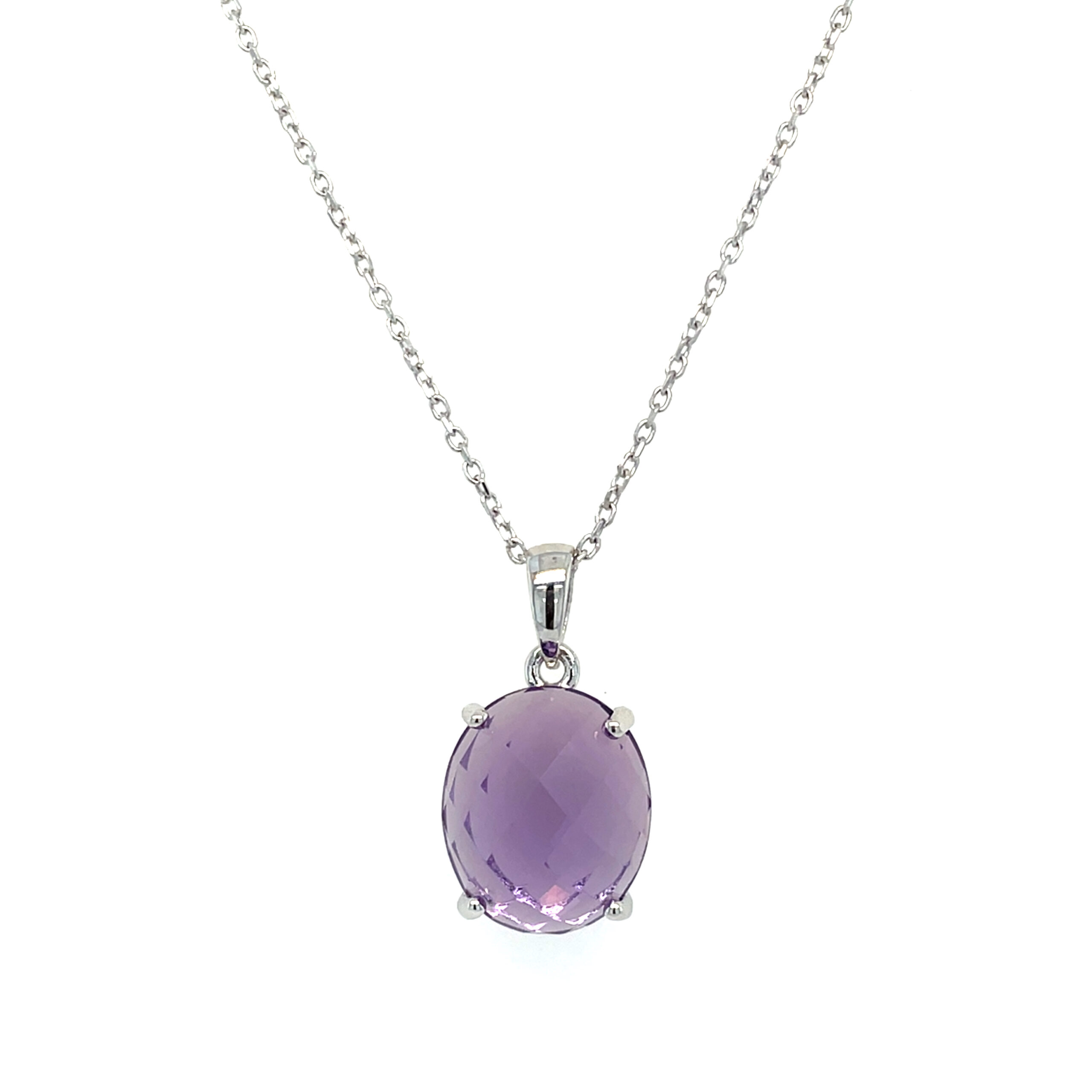Sterling Silver Amethyst Pendant Necklace