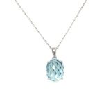Sterling Silver Blue Topaz Pendant Necklace