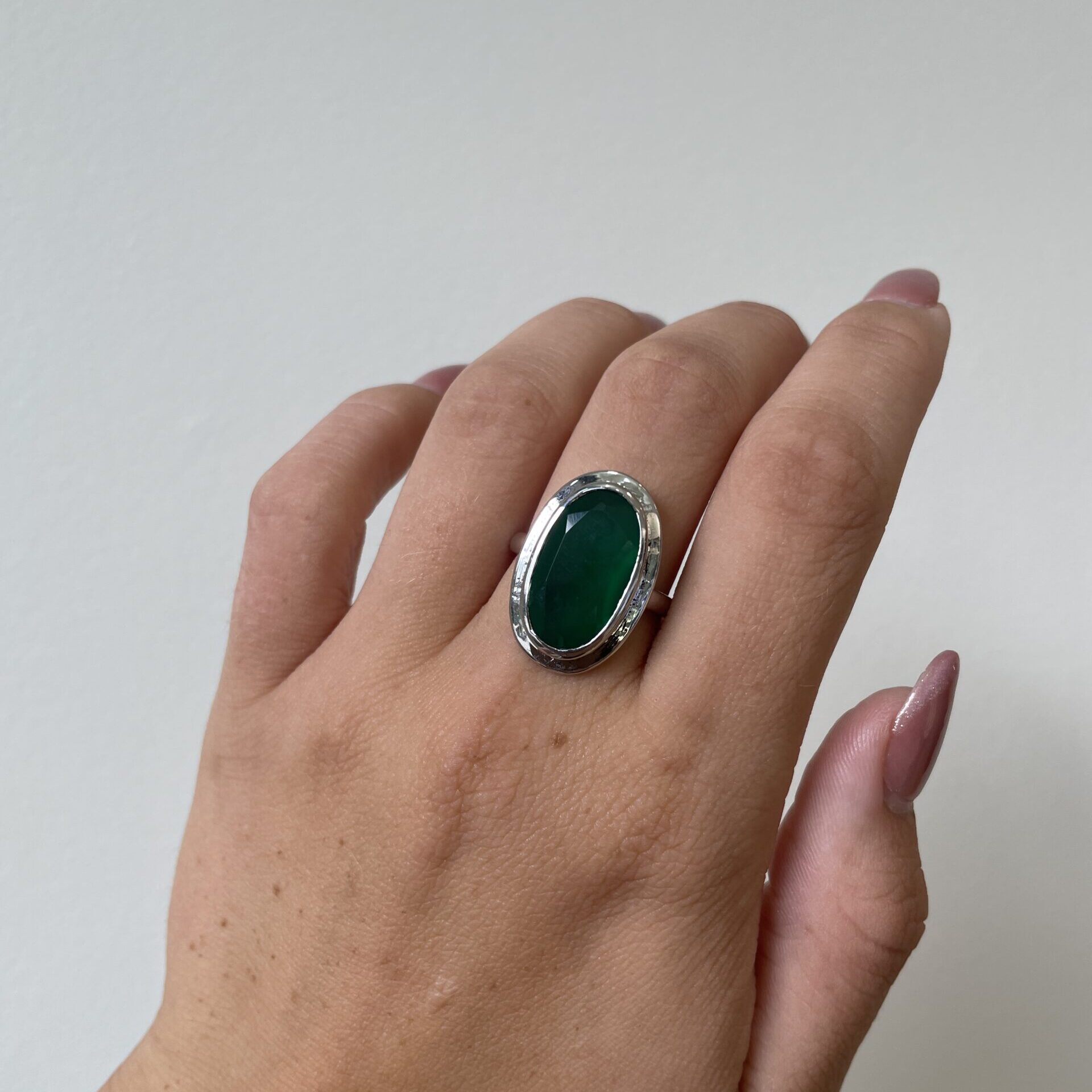 Sterling Silver Green Onyx Ring