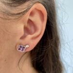 Sterling Silver Clover Gemstone Stud Earrings