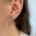 Sterling Silver Clover Gemstone Stud Earrings
