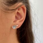 Sterling Silver Clover Gemstone Stud Earrings
