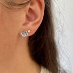 Sterling Silver Clover Gemstone Stud Earrings