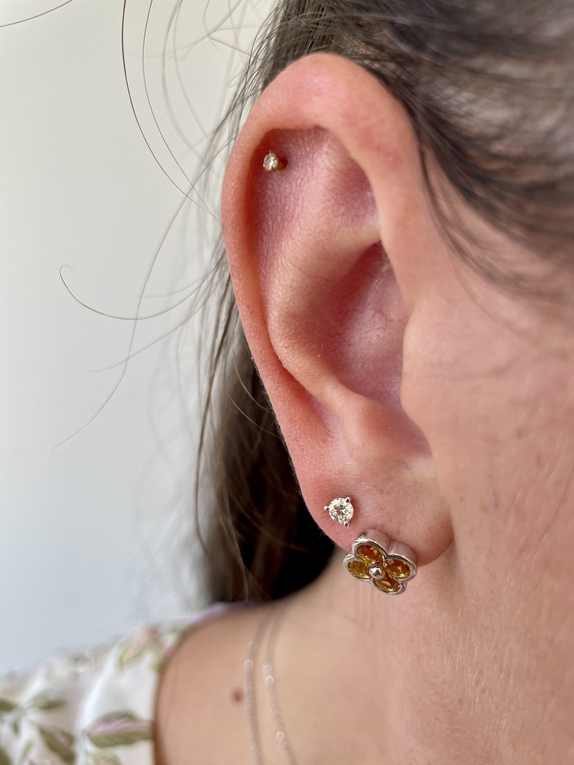 Sterling Silver Clover Gemstone Stud Earrings