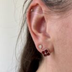Sterling Silver Clover Gemstone Stud Earrings