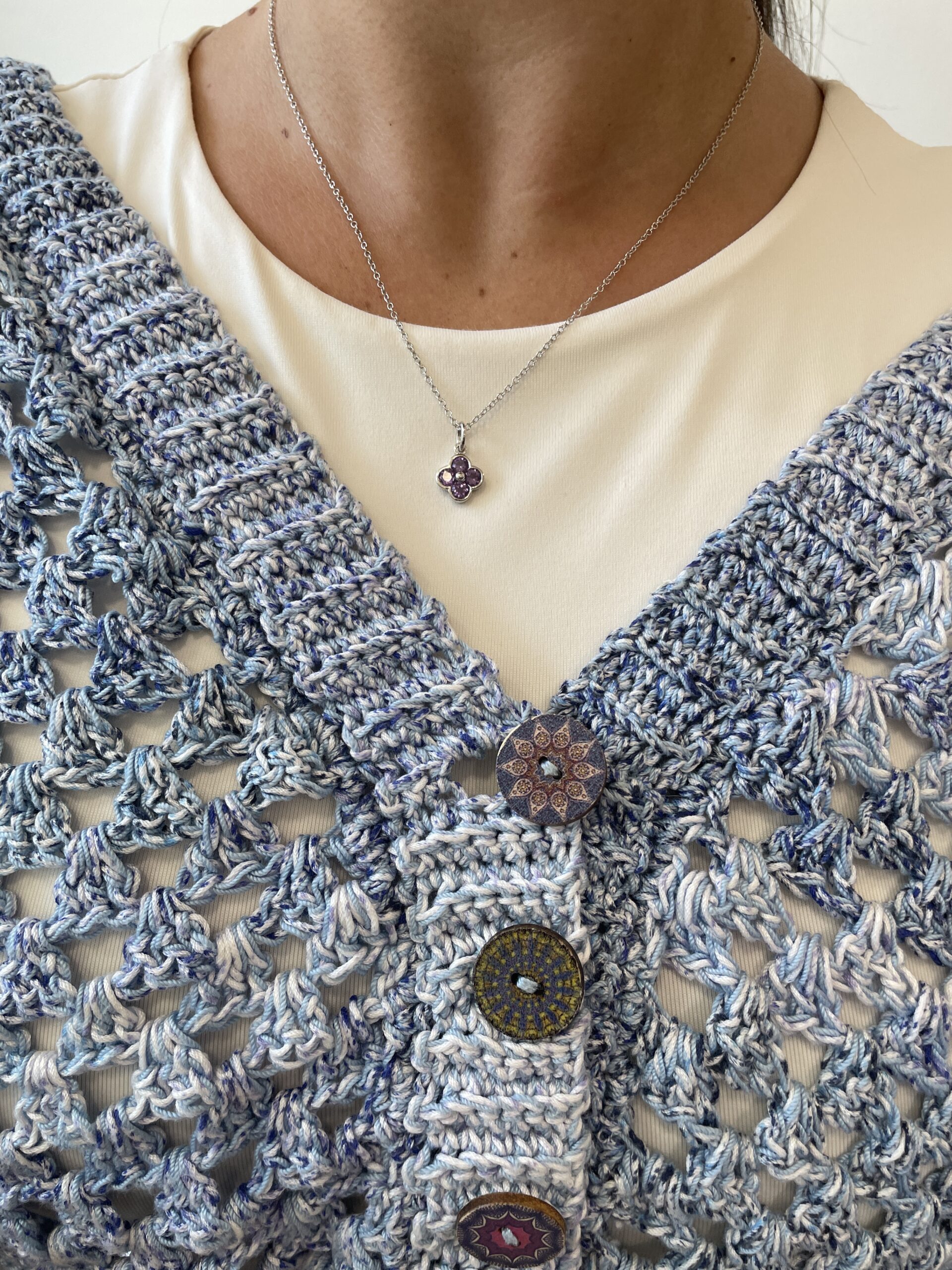 Sterling Silver Clover Gemstone Pendant Necklace