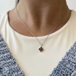 Sterling Silver Clover Gemstone Pendant Necklace